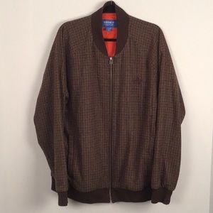 Adidas vintage tweed bomber jacket. Brown color. Size XL